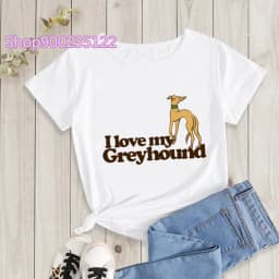 I Love my Greyhound Women Tshirt Casual Print Harajuku Funny Dog T Shirt Women Graphic Tee Shirts Summer Female T-shirt