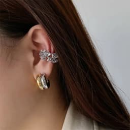 CARLIDANA Connected Double Ring Gold Color CC Shape Earrings Stainless Steel Pvd Gold Plated Stud Earrings For Women Jewelry