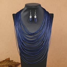Colorful Multi-layer Leather Cord Wax Rope Chain Necklace Jewelry Set For Women String Cord Necklace Earrings Set Jewelry Gifts