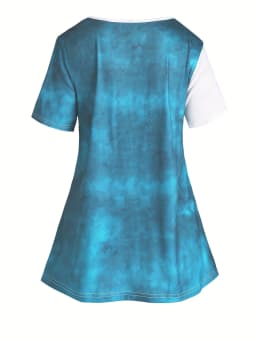 Plus Size Matching Sets Summer Female Large Size Blue Butterfly Print Color T-Shirt Short Sleeve Print Pants Casual Two-Piece Se