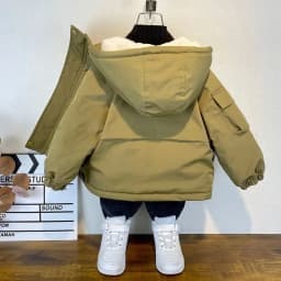 New Winter Down Cotton Jacket Boys Black Hooded Coat Children Outerwear Clothing Teenage 3-8Y Kids Parka Padded Snowsuit