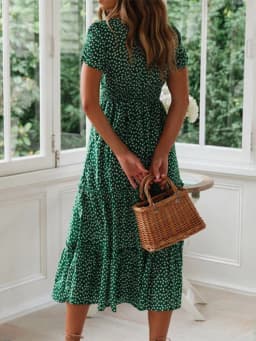 Vestidos Vintage Vintage Print Puff Sleeve summer Beach sweet dresses Casual Square collar floral maxi long dress festa
