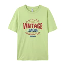 Vintage League Letter Print Womens T-Shirts Summer Fashion Cotton Tops Comfortable O-Neck Short Sleeve Soft Oversize Clothes