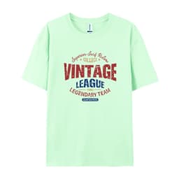Vintage League Letter Print Womens T-Shirts Summer Fashion Cotton Tops Comfortable O-Neck Short Sleeve Soft Oversize Clothes