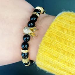 Luxury Natural Stone Beads Stainless Steel Crown Charms Man Bracelet Women Hand Jewelry Gift