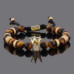 Luxury Natural Stone Beads Stainless Steel Crown Charms Man Bracelet Women Hand Jewelry Gift