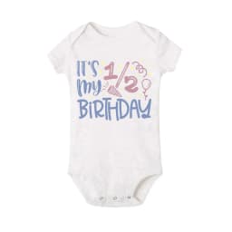 1/2 Birthday Cake Printing Baby Romper Newborn Birthday Party Clothes Toddler Jumpsuits Boys Girls Short Sleeve Romper Outfits