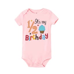 1/2 Birthday Cake Printing Baby Romper Newborn Birthday Party Clothes Toddler Jumpsuits Boys Girls Short Sleeve Romper Outfits