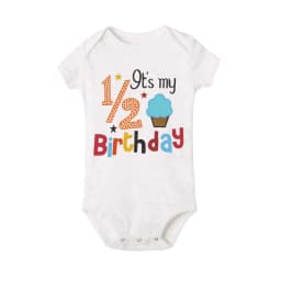 1/2 Birthday Cake Printing Baby Romper Newborn Birthday Party Clothes Toddler Jumpsuits Boys Girls Short Sleeve Romper Outfits