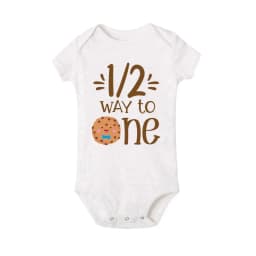 1/2 Birthday Cake Printing Baby Romper Newborn Birthday Party Clothes Toddler Jumpsuits Boys Girls Short Sleeve Romper Outfits