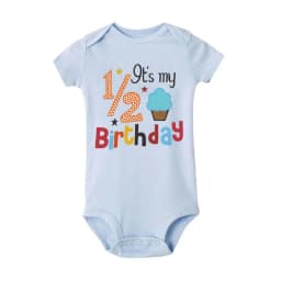 1/2 Birthday Cake Printing Baby Romper Newborn Birthday Party Clothes Toddler Jumpsuits Boys Girls Short Sleeve Romper Outfits