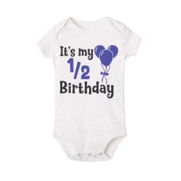 1/2 Birthday Cake Printing Baby Romper Newborn Birthday Party Clothes Toddler Jumpsuits Boys Girls Short Sleeve Romper Outfits