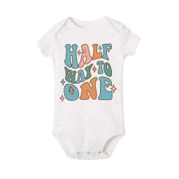 1/2 Birthday Cake Printing Baby Romper Newborn Birthday Party Clothes Toddler Jumpsuits Boys Girls Short Sleeve Romper Outfits
