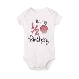 1/2 Birthday Cake Printing Baby Romper Newborn Birthday Party Clothes Toddler Jumpsuits Boys Girls Short Sleeve Romper Outfits