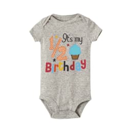 1/2 Birthday Cake Printing Baby Romper Newborn Birthday Party Clothes Toddler Jumpsuits Boys Girls Short Sleeve Romper Outfits