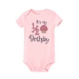 1/2 Birthday Cake Printing Baby Romper Newborn Birthday Party Clothes Toddler Jumpsuits Boys Girls Short Sleeve Romper Outfits