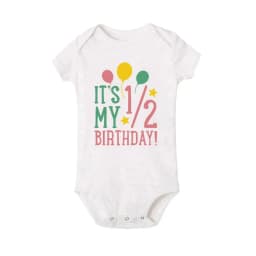 1/2 Birthday Cake Printing Baby Romper Newborn Birthday Party Clothes Toddler Jumpsuits Boys Girls Short Sleeve Romper Outfits