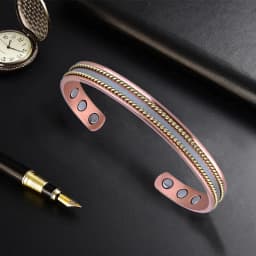 Vintage Copper Bracelets for Women Men 99.9% Pure Copper Magnetic Bangle with Energy Magnets Adjustable Cuff Jewelry Gift