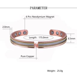 Vintage Copper Bracelets for Women Men 99.9% Pure Copper Magnetic Bangle with Energy Magnets Adjustable Cuff Jewelry Gift