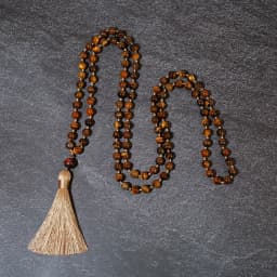 8mm Natural Yellow Tiger Eye Bead Knot 108 Mala Necklace Meditation Prayer Japamala Jewelry for Men and Women