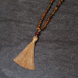 8mm Natural Yellow Tiger Eye Bead Knot 108 Mala Necklace Meditation Prayer Japamala Jewelry for Men and Women