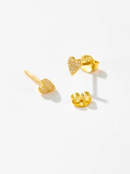 DPLAOPA 100% 925 Sterling Silver Zircon CZ Heart Stud Earring Piercing Women Luxury Fine Jewelry Simple Crystal Jewels