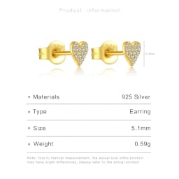 DPLAOPA 100% 925 Sterling Silver Zircon CZ Heart Stud Earring Piercing Women Luxury Fine Jewelry Simple Crystal Jewels
