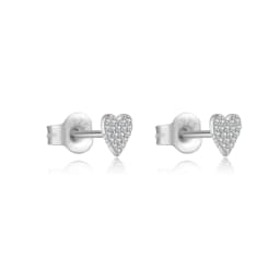 DPLAOPA 100% 925 Sterling Silver Zircon CZ Heart Stud Earring Piercing Women Luxury Fine Jewelry Simple Crystal Jewels