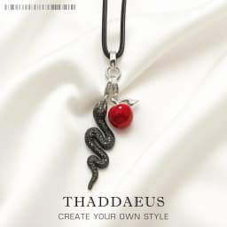 Snake and Red Apple Necklace New Fine Jewelry Europe 925 Sterling Silver Romantic Gift For Women