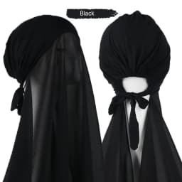 Muslim Instant Hijab Women Bonnet with Chiffon Shawl Head Scarf Cap Inner Headband Stretch Hijab Cover Headwrap Turbante