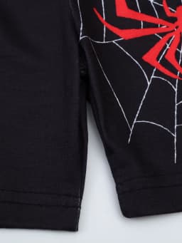2pcs Boys' Spider Print Cartoon Pattern Short Sleeve Top + Shorts Pajamas Set Children's Loungewear For All Seasons
