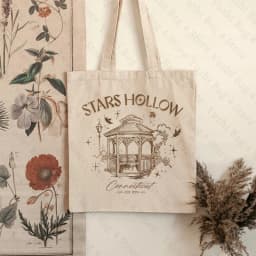 Stars Hollow Pattern Canvas Shopping Bag Portable Shoulder Bag Trendy Large Capacity Tote Bag for Daily Life Aesthetics Trend