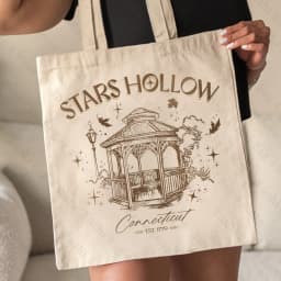 Stars Hollow Pattern Canvas Shopping Bag Portable Shoulder Bag Trendy Large Capacity Tote Bag for Daily Life Aesthetics Trend