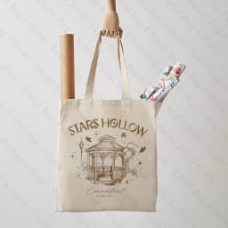 Stars Hollow Pattern Canvas Shopping Bag Portable Shoulder Bag Trendy Large Capacity Tote Bag for Daily Life Aesthetics Trend