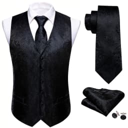Barry.Wang Men Vest Jacquard Green Blue Red Gold Pink Waistcoat Tie Hanky Cufflinks Set Wedding Business Sleeveless Jacket