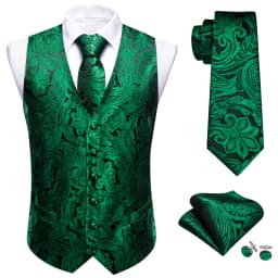 Barry.Wang Men Vest Jacquard Green Blue Red Gold Pink Waistcoat Tie Hanky Cufflinks Set Wedding Business Sleeveless Jacket