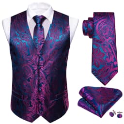 Barry.Wang Men Vest Jacquard Green Blue Red Gold Pink Waistcoat Tie Hanky Cufflinks Set Wedding Business Sleeveless Jacket