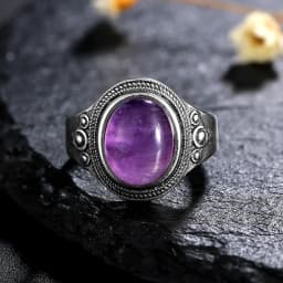 8*10MM Natural Stone Rings for Women Men Retro S925 Silver Plated Tiger Eye Moonstone Ring Party Gift Luxury Fine Jewelry FCGJHW