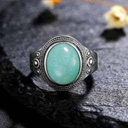 8*10MM Natural Stone Rings for Women Men Retro S925 Silver Plated Tiger Eye Moonstone Ring Party Gift Luxury Fine Jewelry FCGJHW
