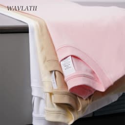 WAVLATII New 100% Cotton Casual T Shirts for Women Female 210 GSM Oversized Soft Tees Unisex Short Sleeve Summer Tops WT2401