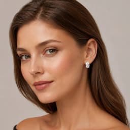 White Stone Pave Creole Hoop Earrings Europe Fine Jewerly For Women Trendy Gift In Solid 925 Sterling Silver
