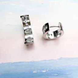 White Stone Pave Creole Hoop Earrings Europe Fine Jewerly For Women Trendy Gift In Solid 925 Sterling Silver