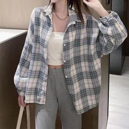 Plaid Shirt Women Autumn Long Sleeve Top Female Vintage Fashion Single Breasted Blouse Ladies Preppy Style Loose Check Shirts