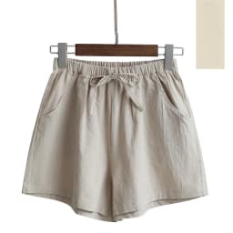 High Waisted Cotton and Linen Shorts for Women's Summer Elastic Waist Loose Casual Linen Korean Wide Leg Pants