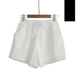 High Waisted Cotton and Linen Shorts for Women's Summer Elastic Waist Loose Casual Linen Korean Wide Leg Pants
