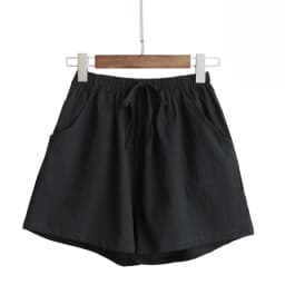 High Waisted Cotton and Linen Shorts for Women's Summer Elastic Waist Loose Casual Linen Korean Wide Leg Pants