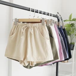 High Waisted Cotton and Linen Shorts for Women's Summer Elastic Waist Loose Casual Linen Korean Wide Leg Pants
