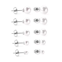 10Pair Imitation Pearl Stud Earrings 316L Stainless Steel Hypoallergenic No Fade Gold Silver Plated Casual Piercing Earring Gift