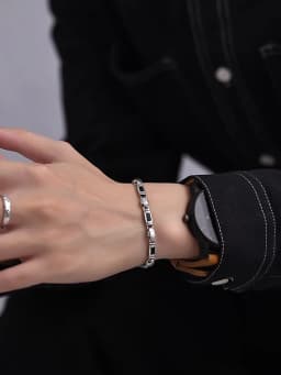 HX Silver Color Tang Grass Pattern Bracelet for Men and Women Fashion Türkiye Style Luxury Handwear New Jewelry
