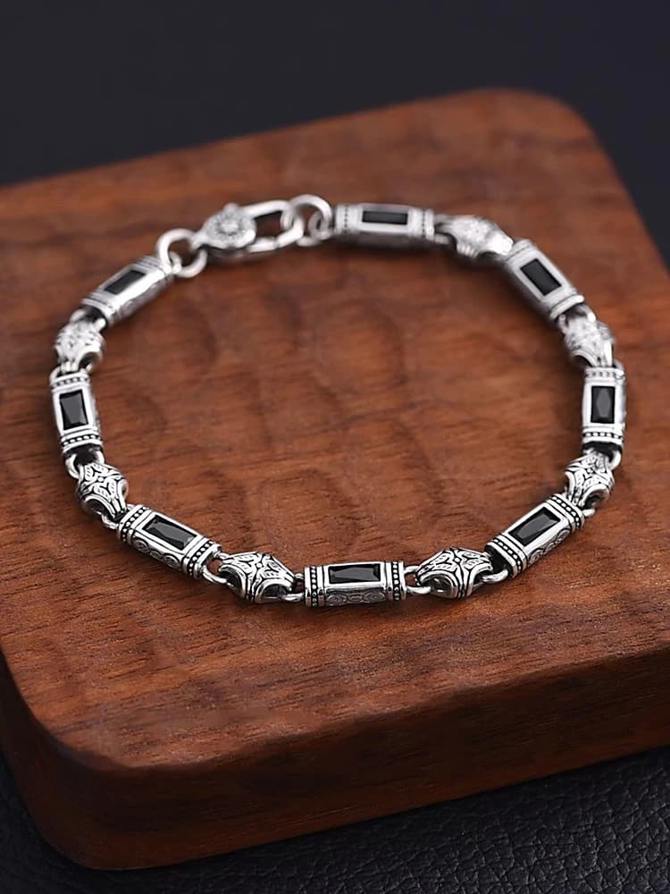 HX Silver Color Tang Grass Pattern Bracelet for Men and Women Fashion Türkiye Style Luxury Handwear New Jewelry